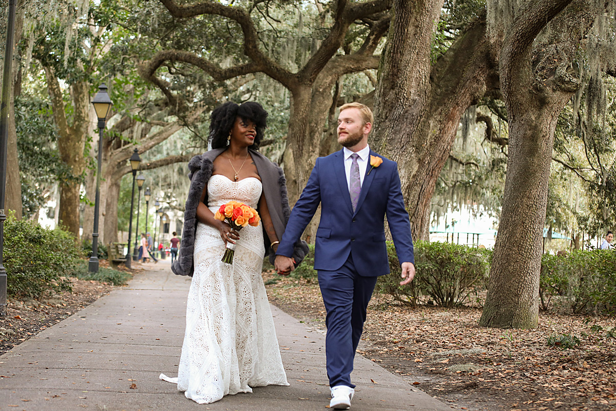 Forsyth Park in the winter is still lush and green